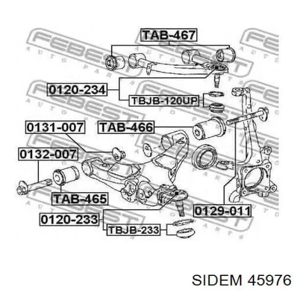 Важіль передньої підвіски верхній, лівий Sidem 45976
