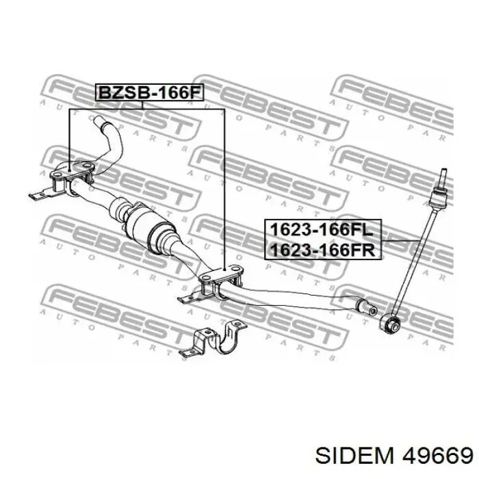 Стійка стабілізатора, переднього, права Sidem 49669 ціна, від 31.39 USD