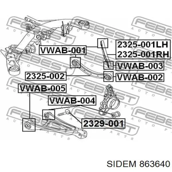 Сайлентблок нижнього важеля передньої підвіски Sidem 863640 ціна, від 8.74 USD