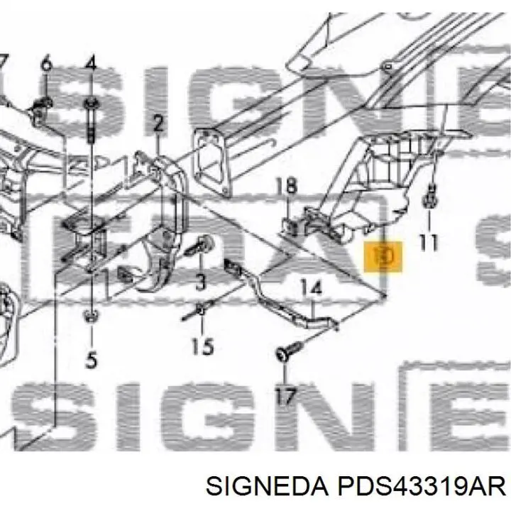 Кронштейн бампера переднього, правий PDS43319AR Signeda