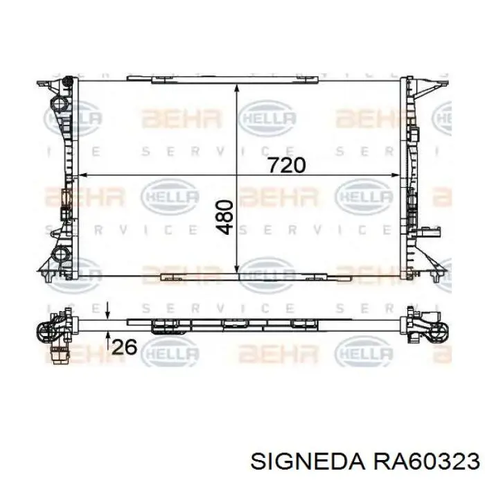 RA60323 Signeda радіатор охолодження двигуна