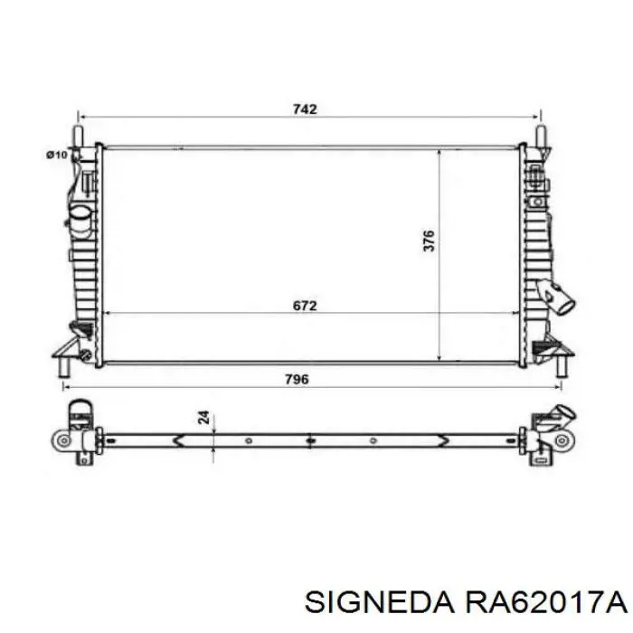 Радіатор охолодження двигуна RA62017A Signeda