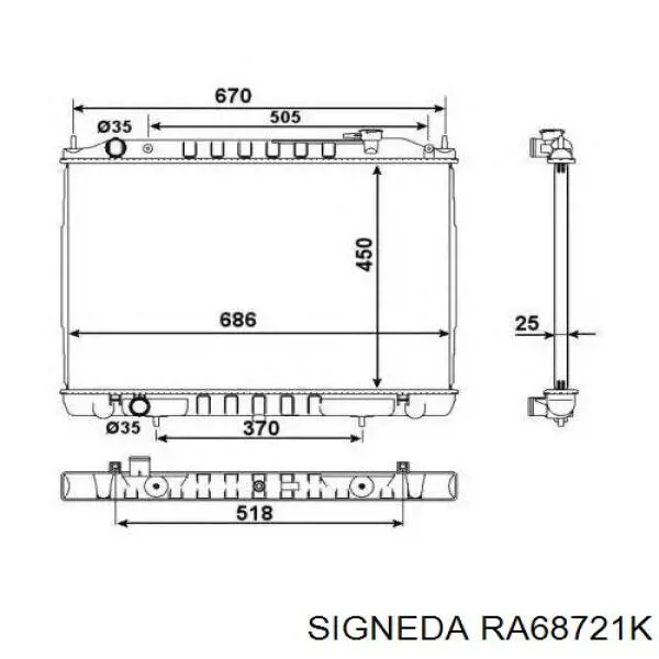 Купити RA68721K Signeda Радіатор двигуна