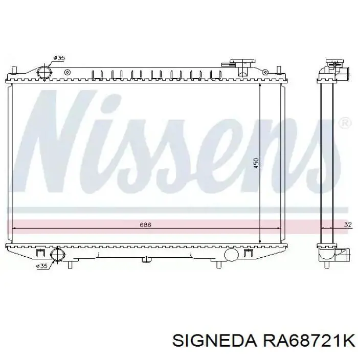 Радіатор охолодження двигуна 21410VK505 Nissan