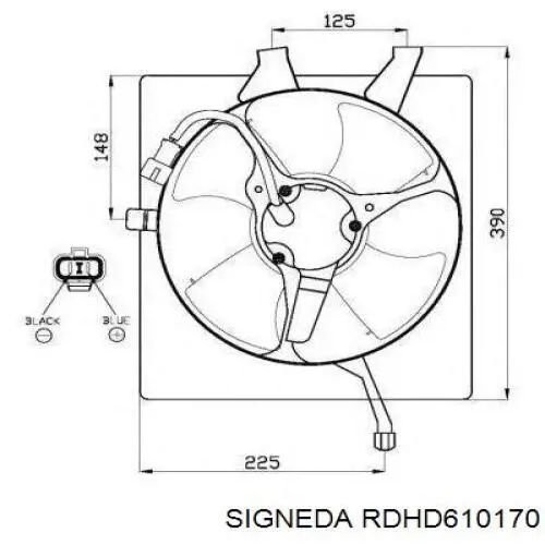 RDHD610170 Signeda електровентилятор кондиціонера в зборі (двигун + крильчатка)
