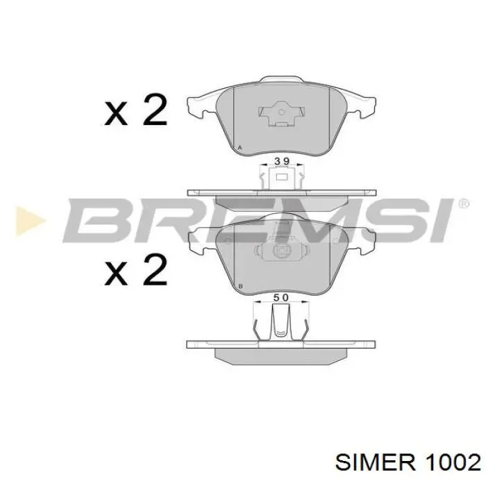 Колодки гальмівні передні, дискові 1002 Simer