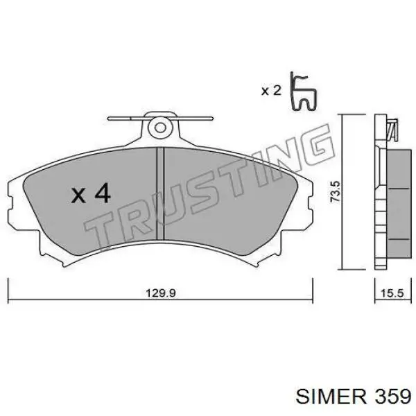 359 Simer колодки гальмівні передні, дискові