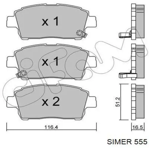 555 Simer колодки гальмові задні, дискові