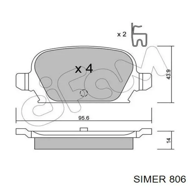 Задні гальмівні колодки 806 Simer