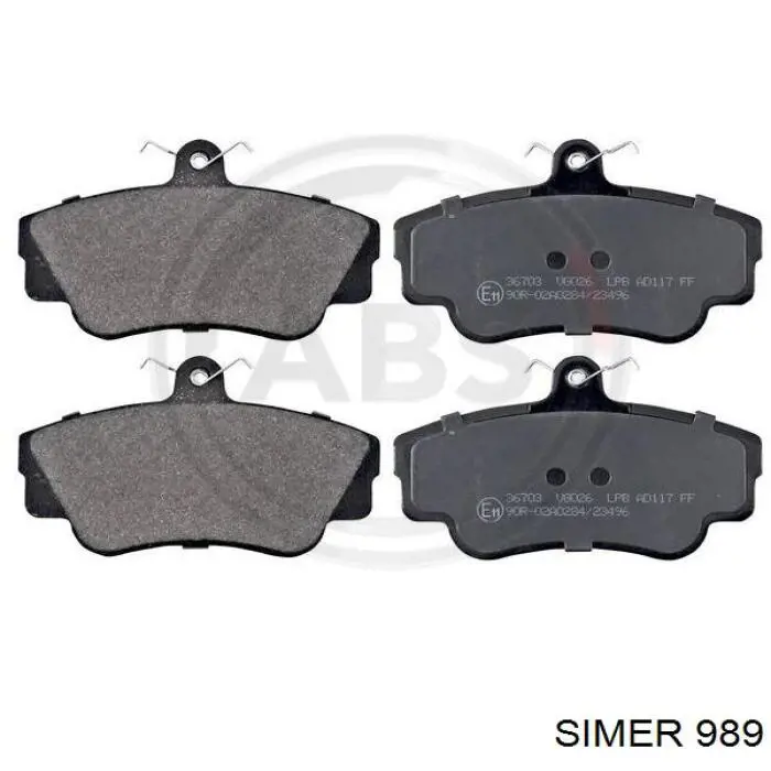 989 Simer колодки гальмівні передні, дискові