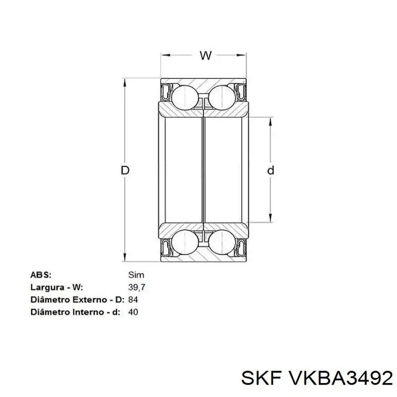 VKBA3492 SKF Підшипник маточини передньої