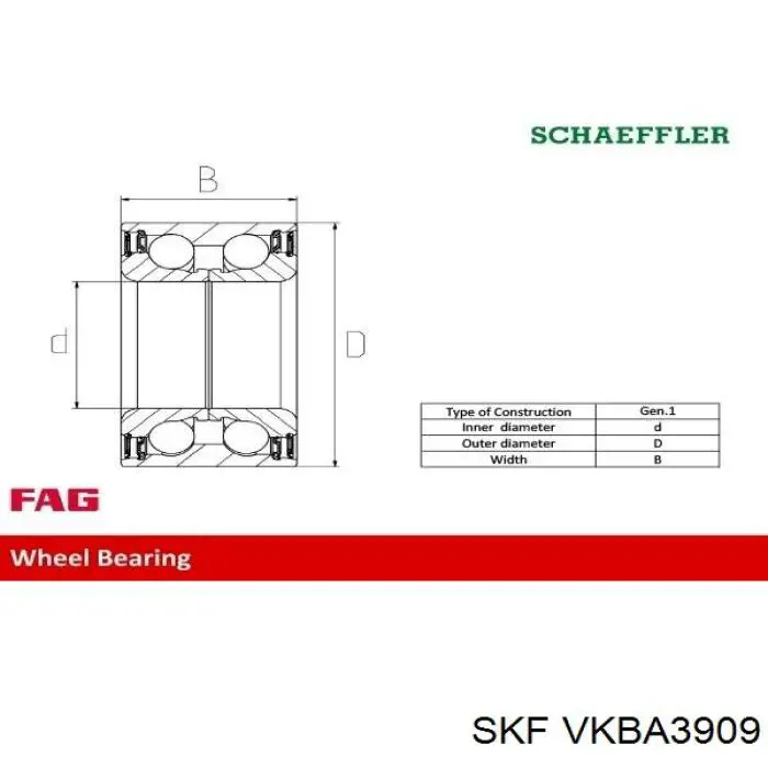 Підшипник маточини SKF VKBA3909