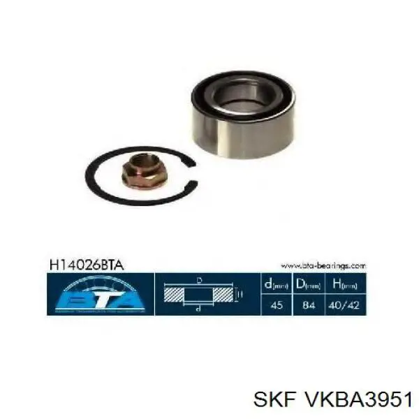Купити VKBA3951 SKF Підшипник ступиці передньої