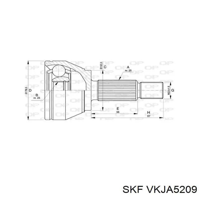 VKJA5209 SKF шрус зовнішній передній