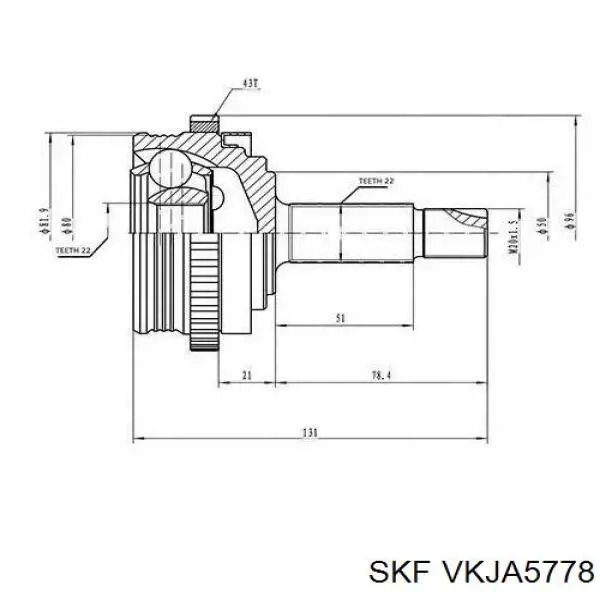 VKJA5778 SKF шрус зовнішній передній