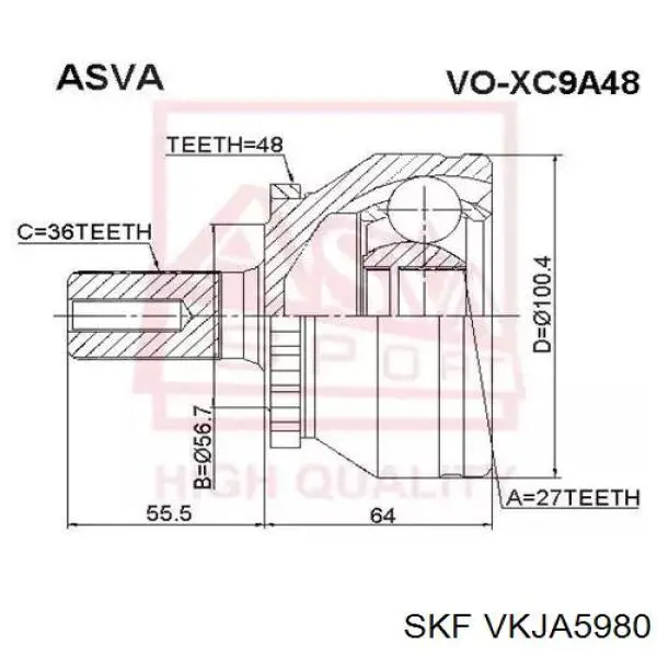 Граната колісна SKF VKJA5980 ціна, від 65.03 USD