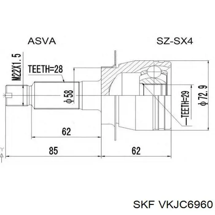 VKJC6960 SKF піввісь (привід передня, ліва)