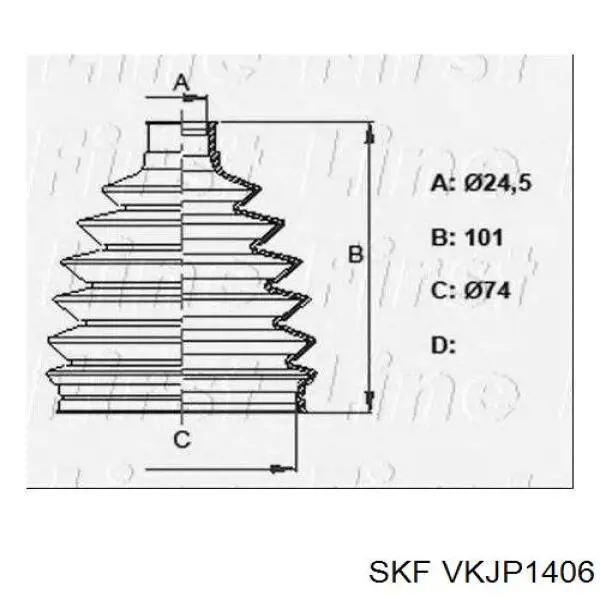 Пильник шарніра кутових швидкостей зовнішній передній SKF VKJP1406 ціна, від 6.28 USD