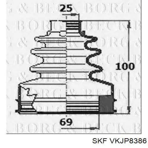 Пильник шарніра кутових швидкостей внутрішній передній лівий SKF VKJP8386 ціна, від 11.71 USD