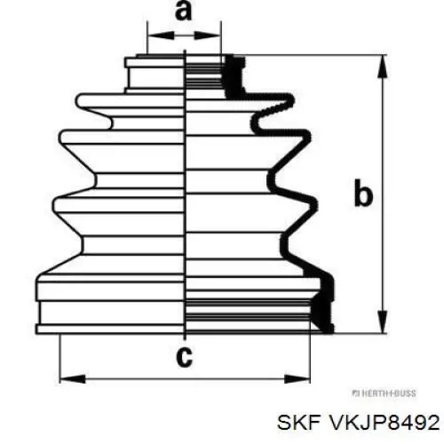 Пильник ШРУСа внутрішній, передній піввісі VKJP8492 SKF