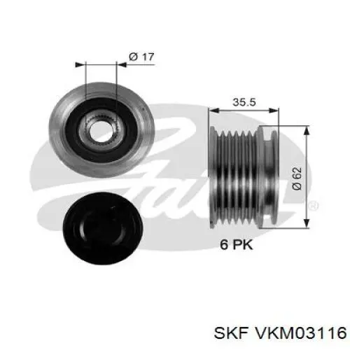 Інерційний шків SKF VKM03116 ціна, від 25.41 USD