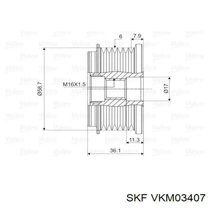Купити VKM03407 SKF Шків генератора