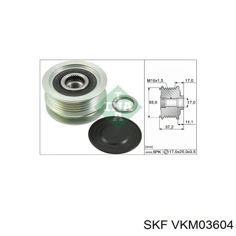 Шків генератора VKM03604 SKF
