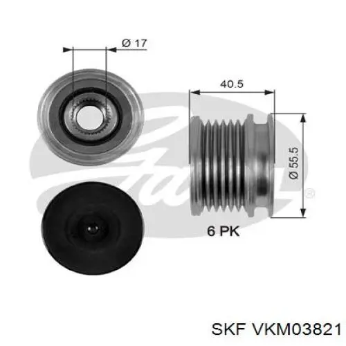 Шків генератора VKM03821 SKF