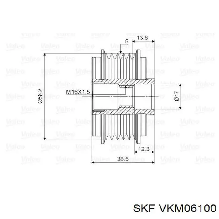 Шків генератора VKM06100 SKF
