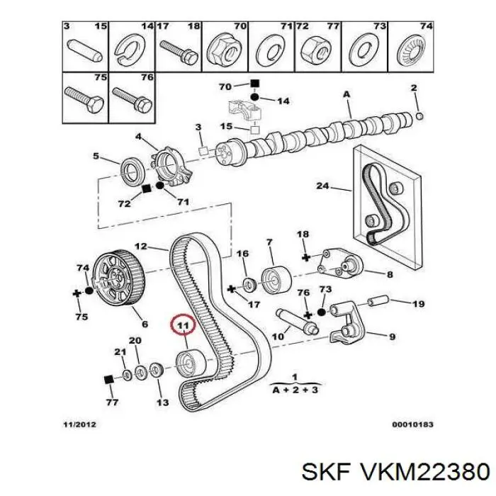 VKM22380 SKF ролик натягувача ременя грм