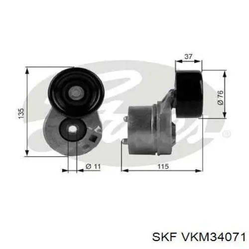 Натягувач приводного ременя SKF VKM34071 ціна, від 81.52 USD