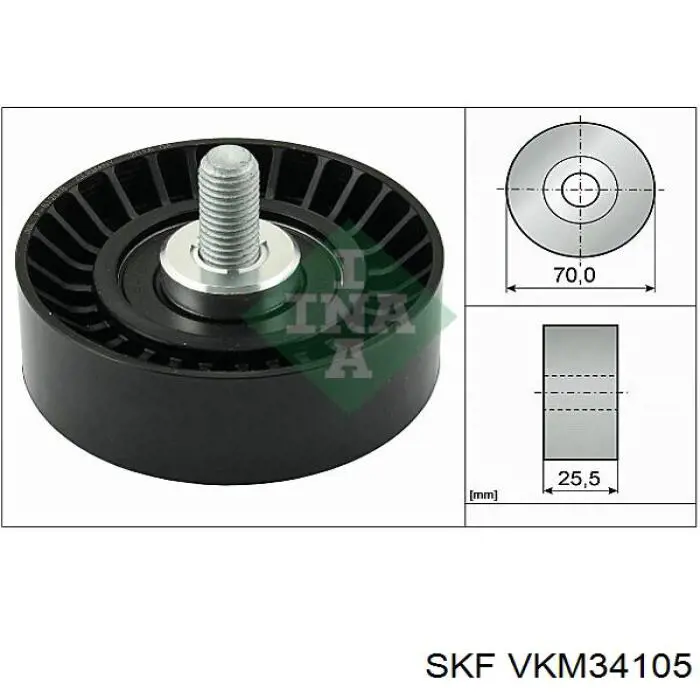 VKM34105 SKF ролик приводного ременя, паразитний