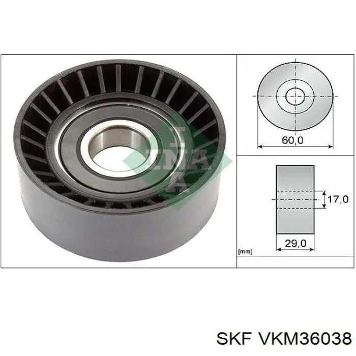 Ролик приводного ременя, паразитний SKF VKM36038 ціна, від 12.08 USD