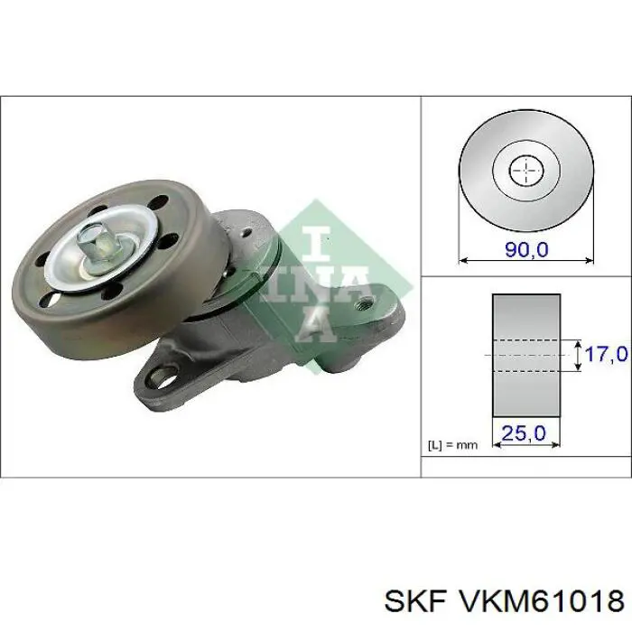 Ролик натягувача приводного ременя SKF VKM61018