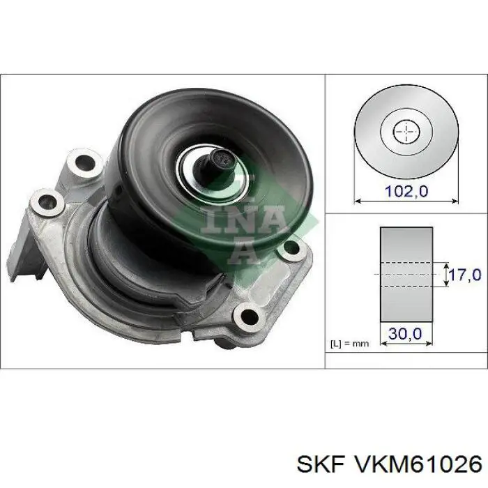Натягувач приводного ременя SKF VKM61026 ціна, від 55.50 USD