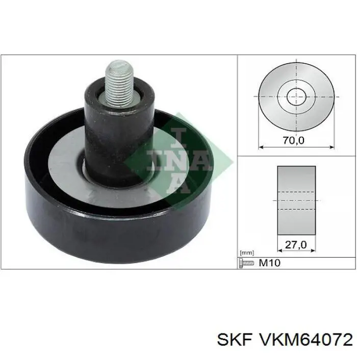 Купити VKM64072 SKF Ролик приводного ременя, паразитний