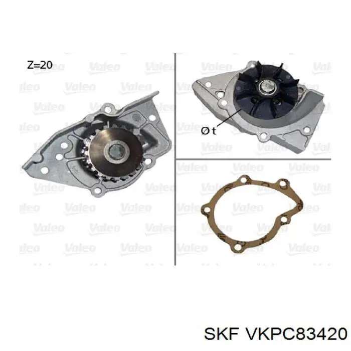 VKPC83420 SKF помпа водяна, (насос охолодження)