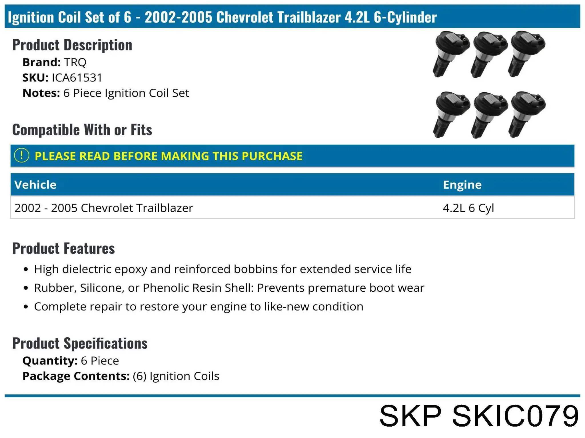 Котушка запалювання SKP SKIC079 ціна, від 44.03 USD