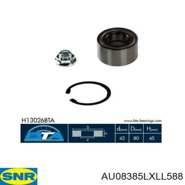 AU08385LXLL588 SNR Підшипник маточини передньої