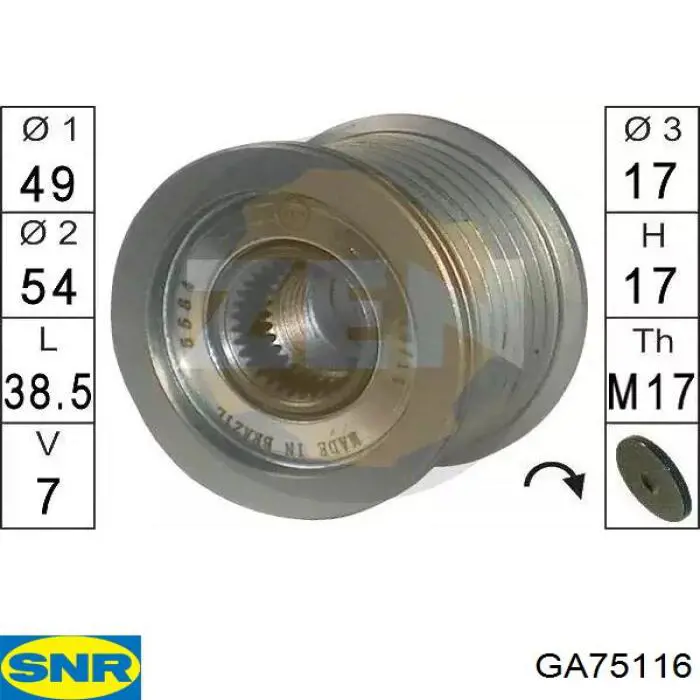 Купити GA75116 SNR Шків генератора