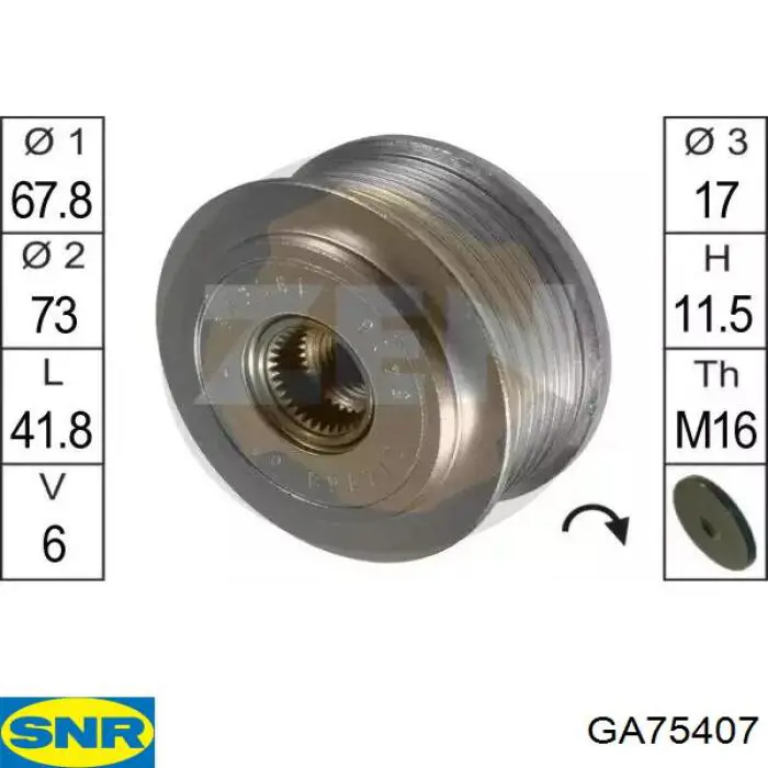 Шків генератора GA75407 SNR