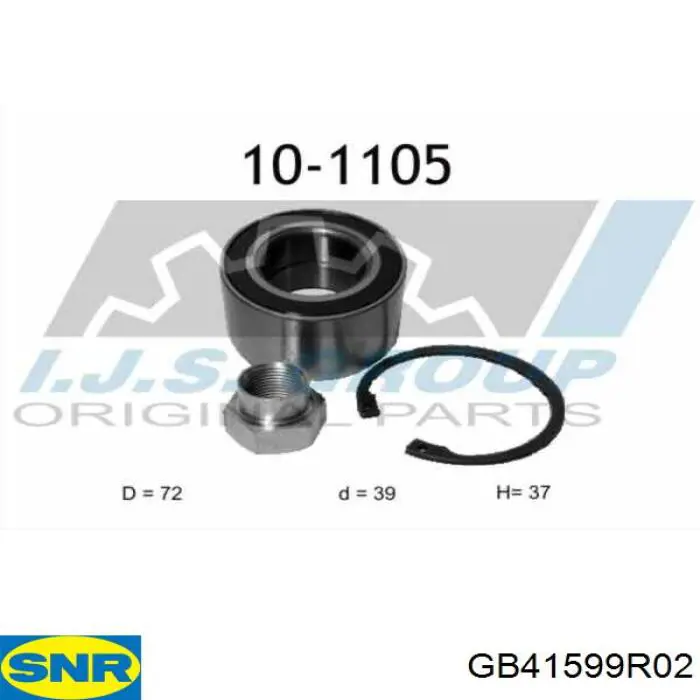 GB41599R02 SNR Підшипник ступиці задньої