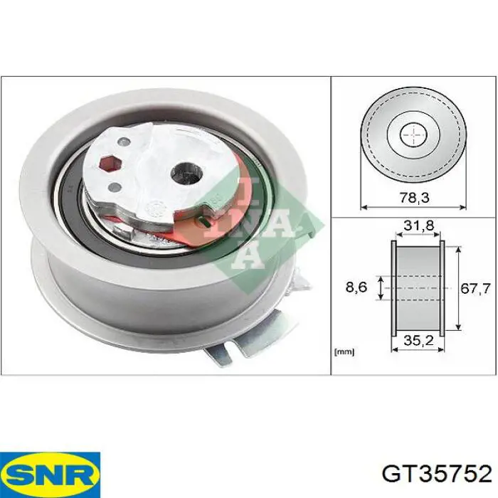 Ролик натяжителя ременя газорозподілу SNR GT35752 ціна, від 48.52 USD