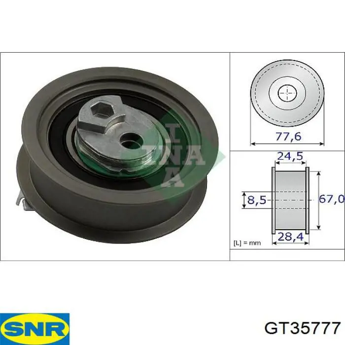 Ролик натяжителя ременя газорозподілу SNR GT35777 ціна, від 21.84 USD