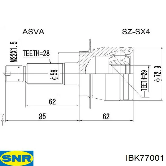 Купити IBK77001 SNR Пильник шарніра кутових швидкостей внутрішній передній