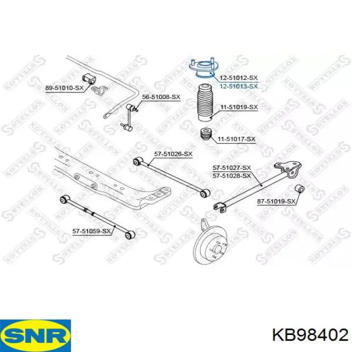 Опора пружини задньої правої SNR KB98402