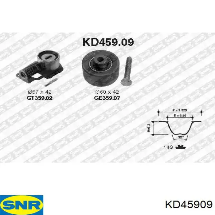 Комплект ГРМ SNR KD45909 ціна, від 77.08 USD