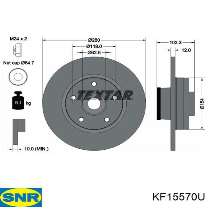 Купити KF15570U SNR Диск заднього гальма