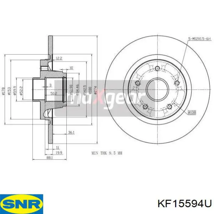 Задні дискові гальма SNR KF15594U ціна, від 84.18 USD