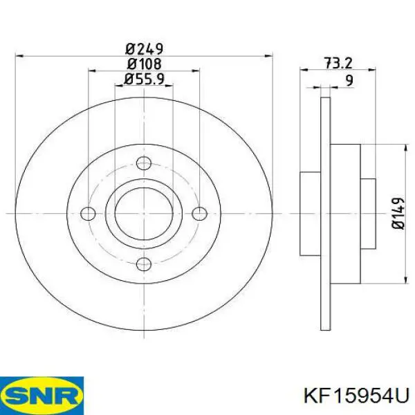 Купити KF15954U SNR Диск заднього гальма